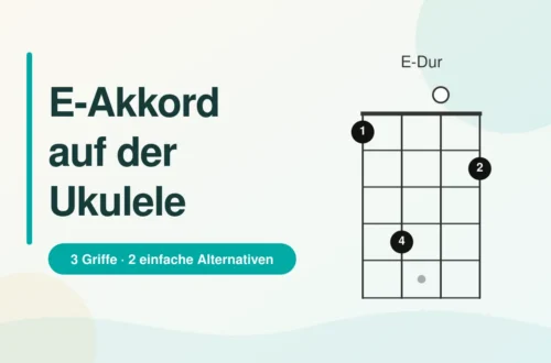 E-Akkord auf der Ukulele – E-Dur-Akkorddiagramm mit Griff 1-4-0-2